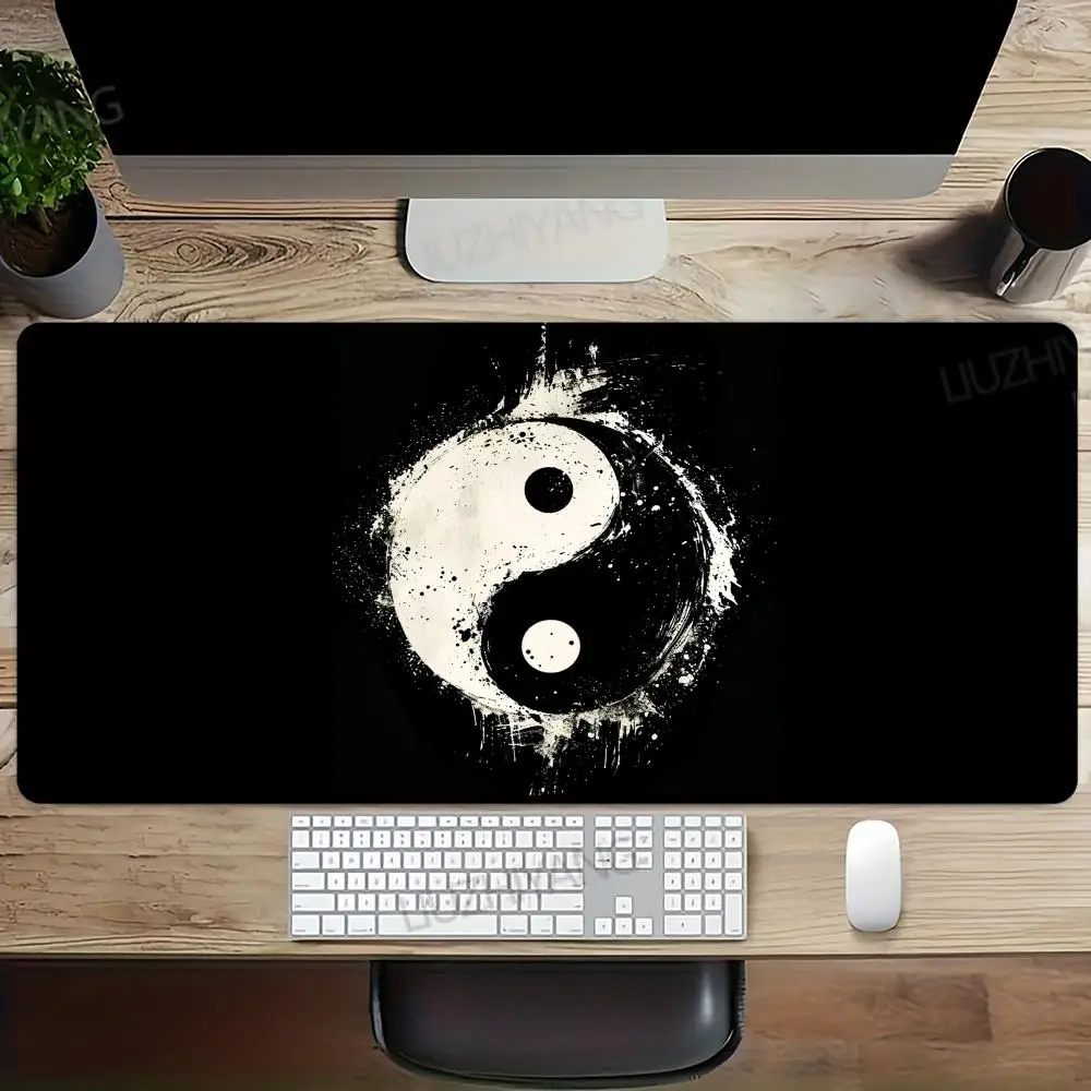 

Коврик для мыши в стиле Инь-Ян XL, большой компьютерный офисный игровой настольный коврик XXL, резиновые противоскользящие коврики для игровой клавиатуры, длинные настольные коврики