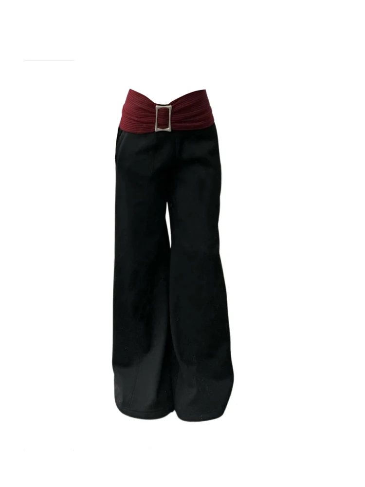 Women\'s Black Gothic Y2k Pants Baggy Streetwear Harajuku 2000s Patchwork Pants Elegant Vintage Oversize Trousers Fashion Clothes