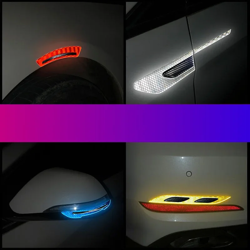 

2PCS Door Bumper Strip Reflective Car Mirrors Anti scratch Protection Stickers Car Artifacts High grade Glow in the dark
