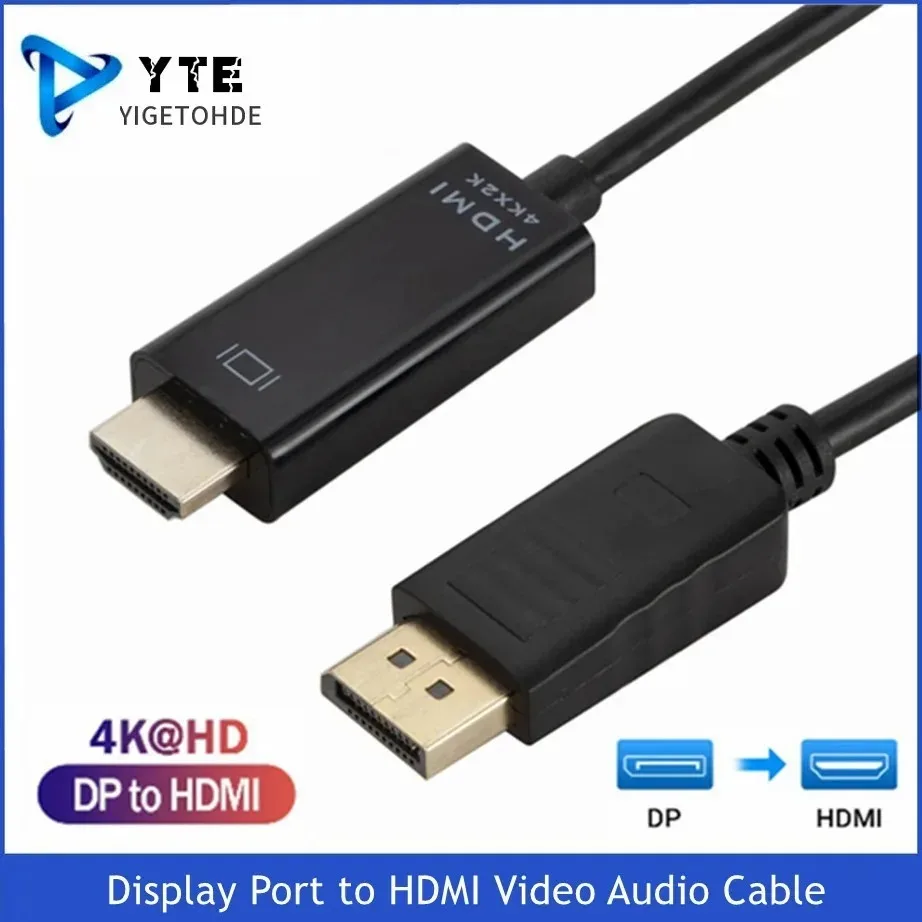 

YIGETOHDE Display Port to HDMI 4K*2K 30Hz DP to HDMI Cable for PC Laptop HDTV Projector Video Audio Cable DisplayPort to HDMI