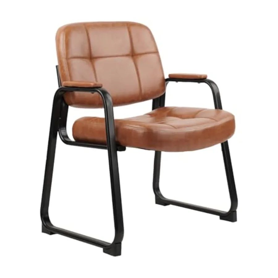

CLATINA Big and Tall 500 lb Waiting Room Chairs with Padded Armrests and Sled Base Leather Stationary No Wheels Office Guest Ch