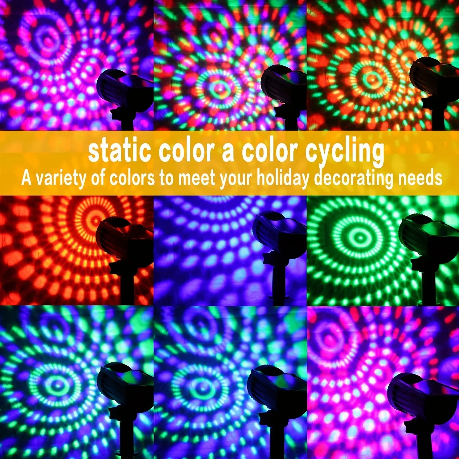 ソーラースポットライト RGB LED ガーデン芝生投影ランプ 屋外防水 屋外雰囲気照明 パティオ壁パーティー装飾用