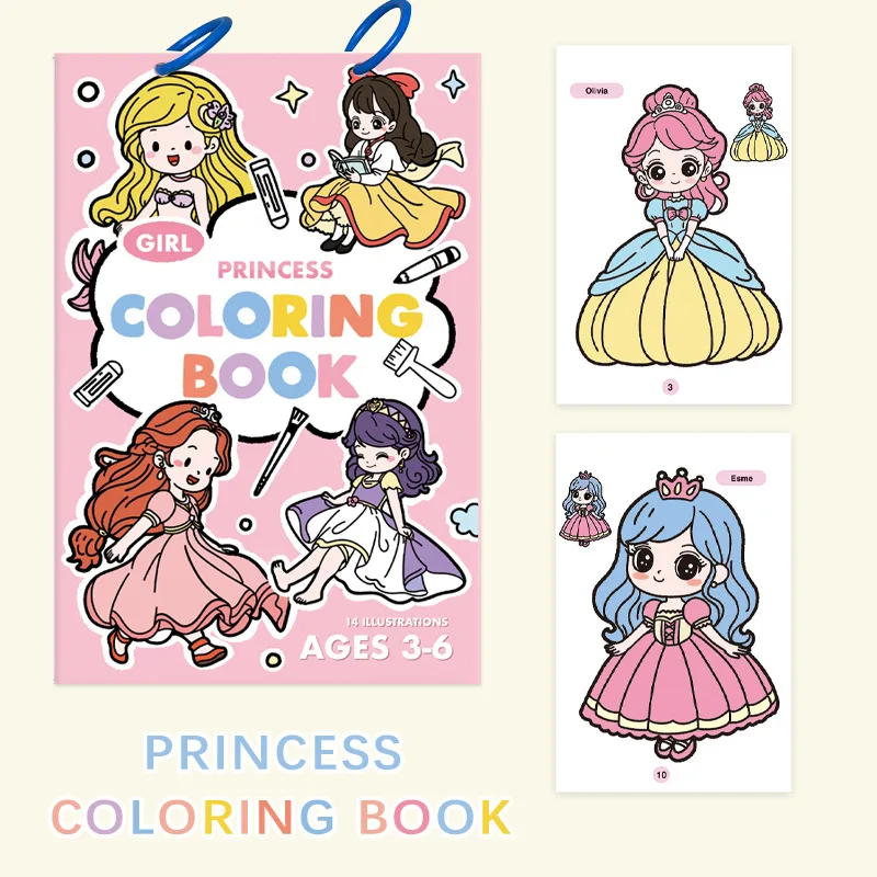 Cartoon Cute Princess Coloring Book, Transportation DIY Creative Children's Drawing Book