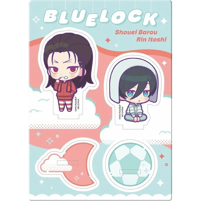 BLUE LOCK Cute Anime Figure Nagi Seishiro Mikage Reo Acrylic Stands Two-man Q Version Model Plate Desk Decor Fans Christmas Gift