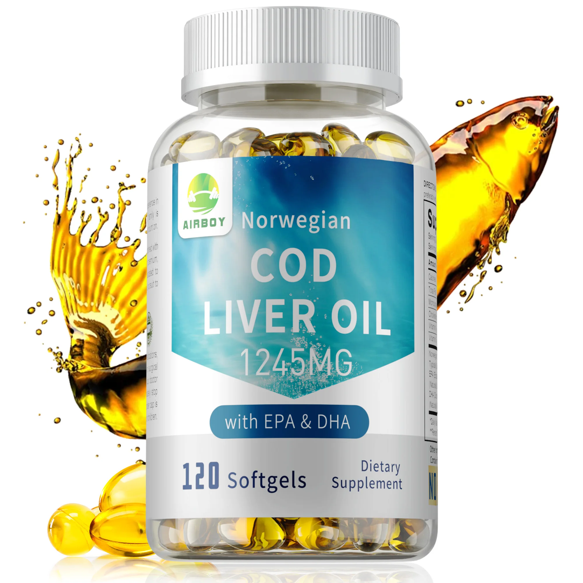 

Cod Liver Oil Capsules - Support Heart,Brain & Cardiovascular Health, Promote Overall Well-being, Enhance Memory - With EPA, DHA