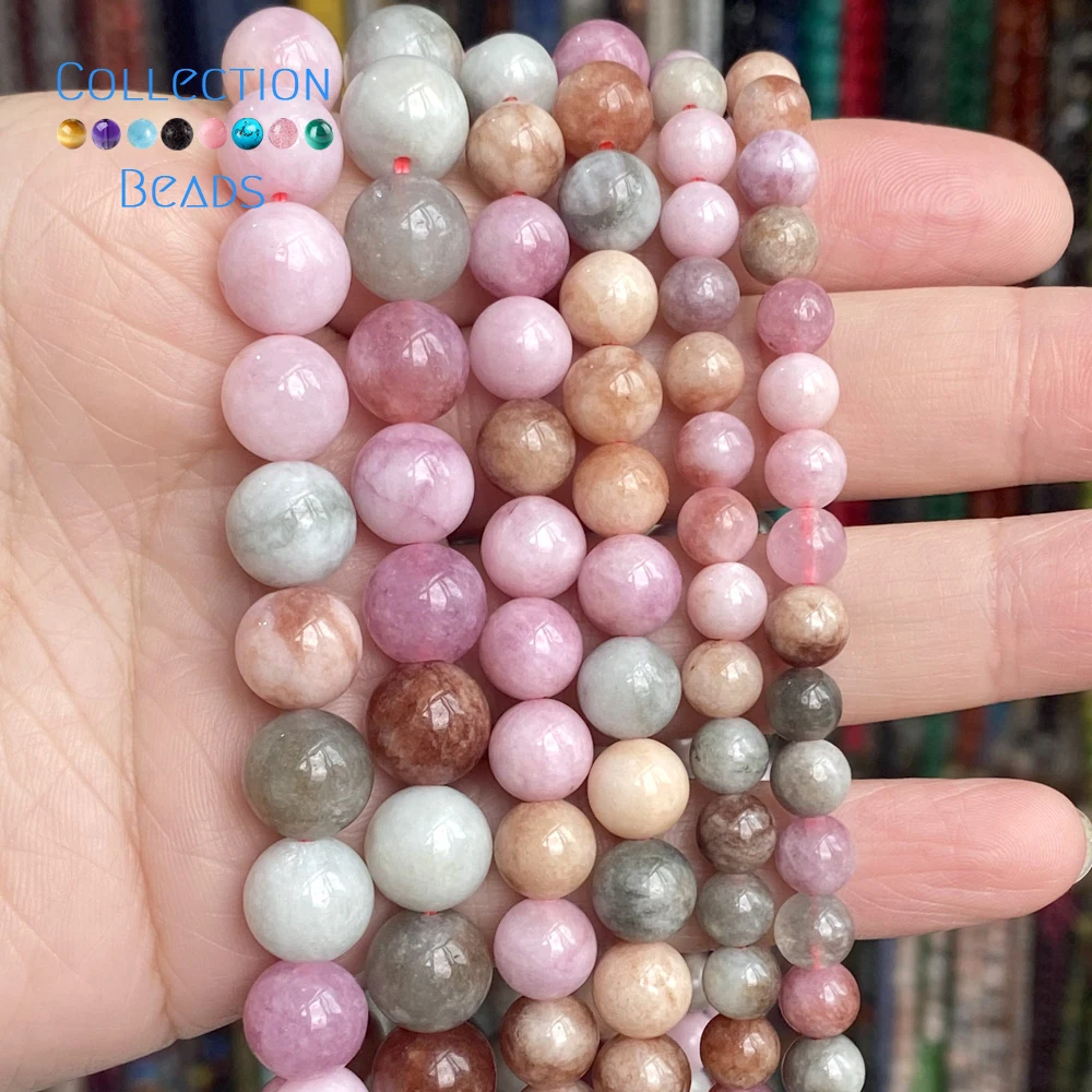 6/8/10mm Natural Round Multicolor Jade Stone Loose Spacer Beads For Jewelry Making DIY Handmade Bracelet Necklace Accessories