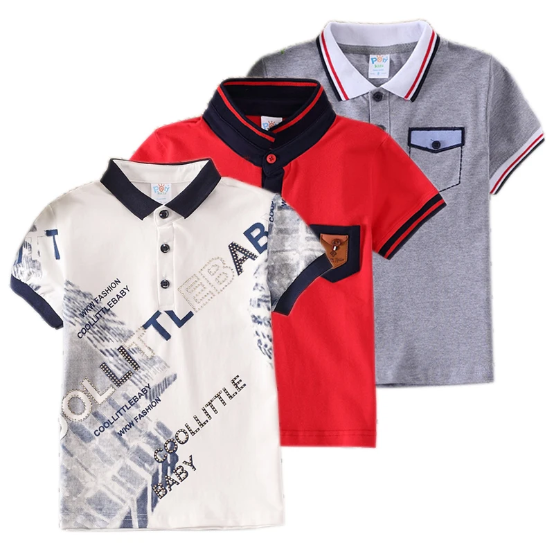 Boys Polo Shirt Summer Cotton Anti-Shrink Childrens Clothes Kids Turn-down Collar Striped Tee Baby Boys Short Sleeves Shirt Tops