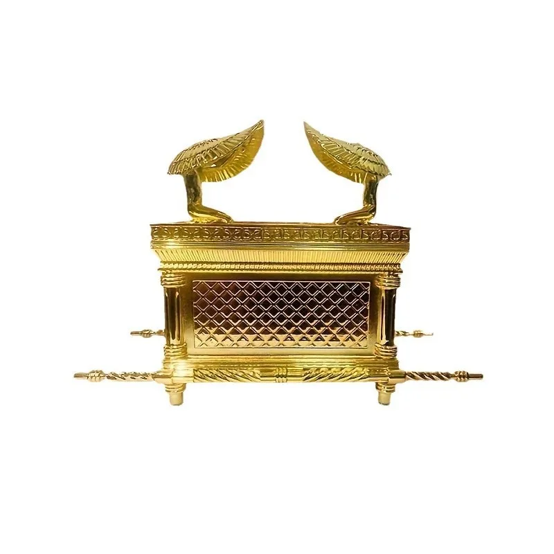 S/L Golden Ark Covenant Figurine Commandments, Aaron’s Rod & Manna - Religious Jewelry Box, Multi-Faith Holidays, No Electricity
