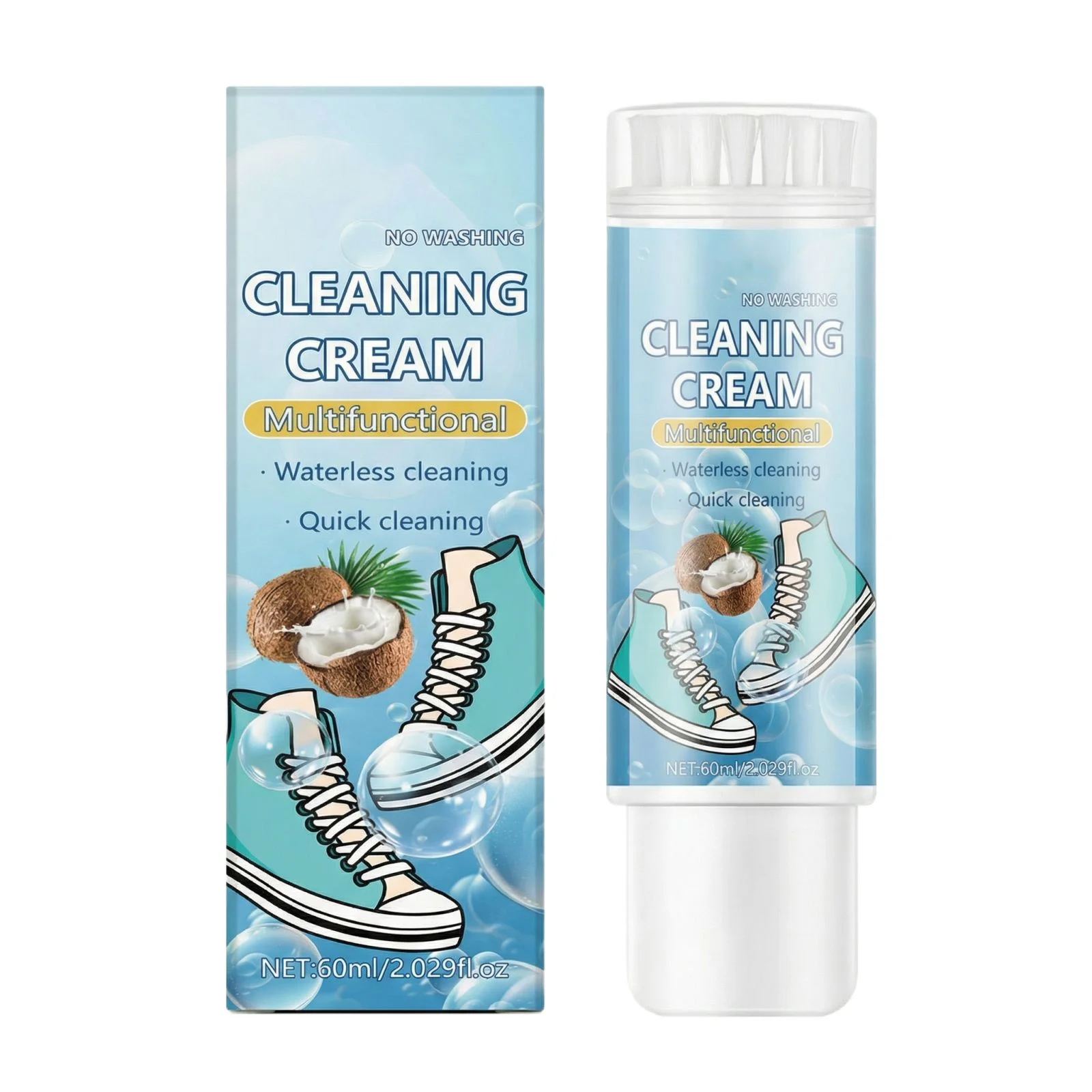 60ml Protable White Shoe Cleaner No-rinse Stain Remover Multi-functional Shoe Cleaner Foam for Removing Stains and Dirt
