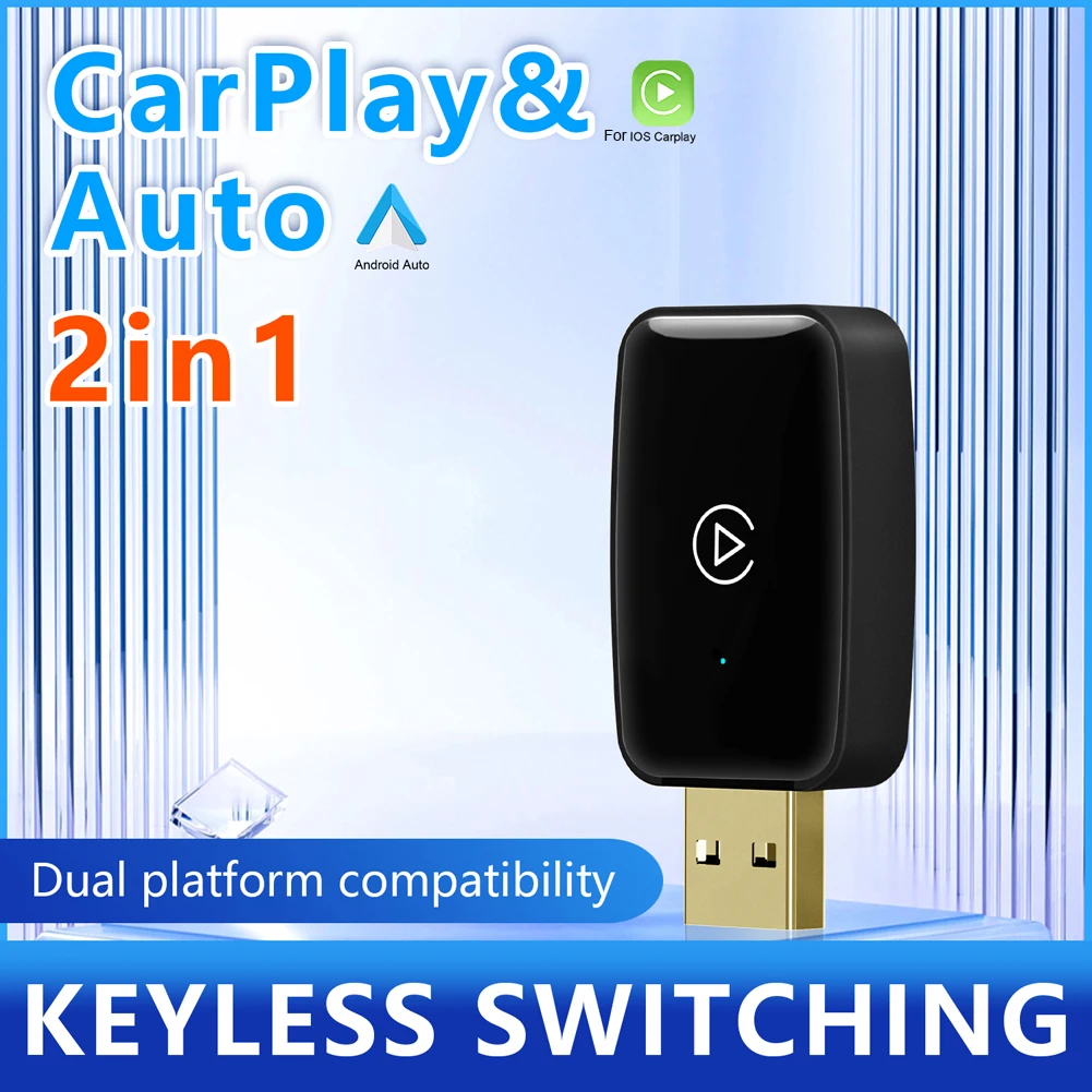 Wireless CarPlay Android Auto Adapter 2 in 1 Smart Dongle BT WiFi 5.8G Smart Link for Wired Carplay Android Auto Cars