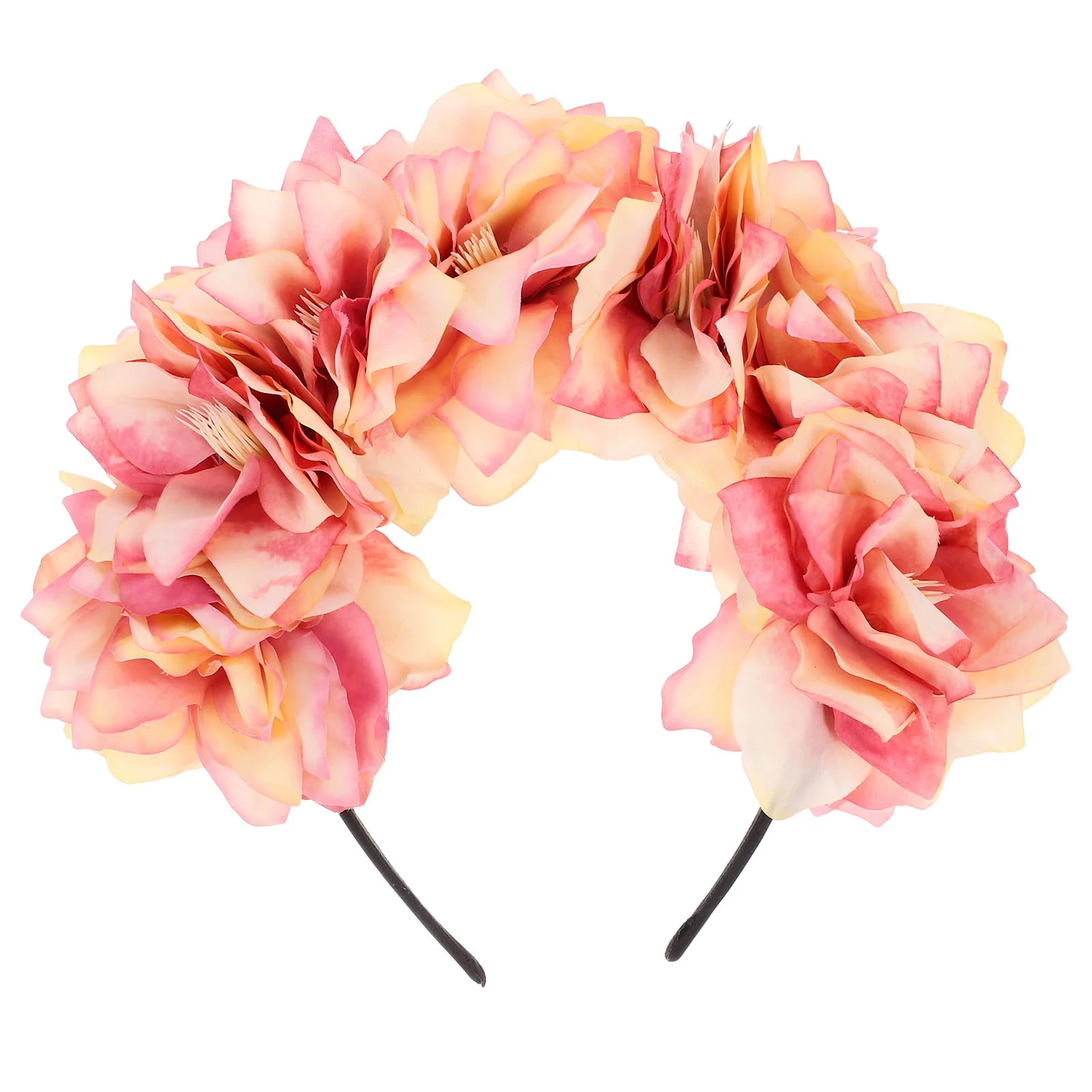 Flower Headband for Women Hair Flowers Peony Fairy Cosplay Headbands Accessories Fabric Headpiece Bride Wedding Decor