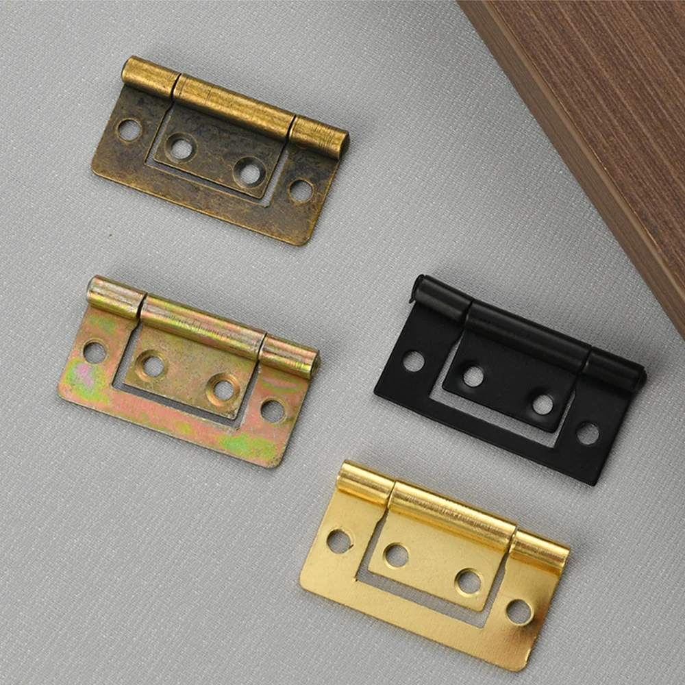 2Pcs Vintage Wooden Jewelry Box Furniture Decorative Hinge for Door Cabinet Cupboard Antique Bronze/Black/Gold 38*21mm w/ Screw