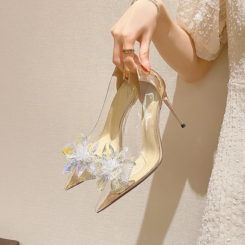 Gold Heels Women Shoes Spring Pumps Slip On Sandals Ladies Pointed Wedge Latest Transparent Stiletto Basketball Platform L
