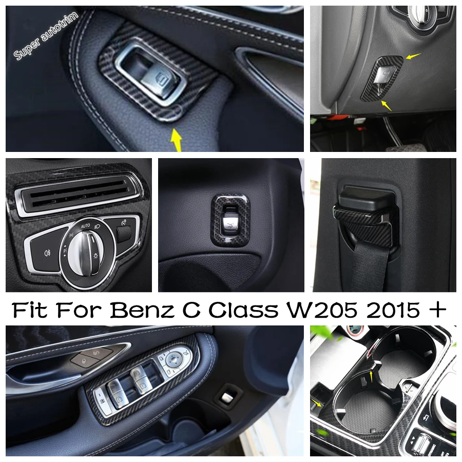 

Window Lift / Safety Belt Cap / Handbrake / Rear Trunk Button Cover Trim Accessories For Mercedes Benz C Class W205 2015 - 2021