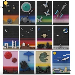 Bricklink Star Movie 21340 Tales of the Space Age Postcard Sets MOC Tabletop Ornament Building Blocks Kid Toys Christmas Gift