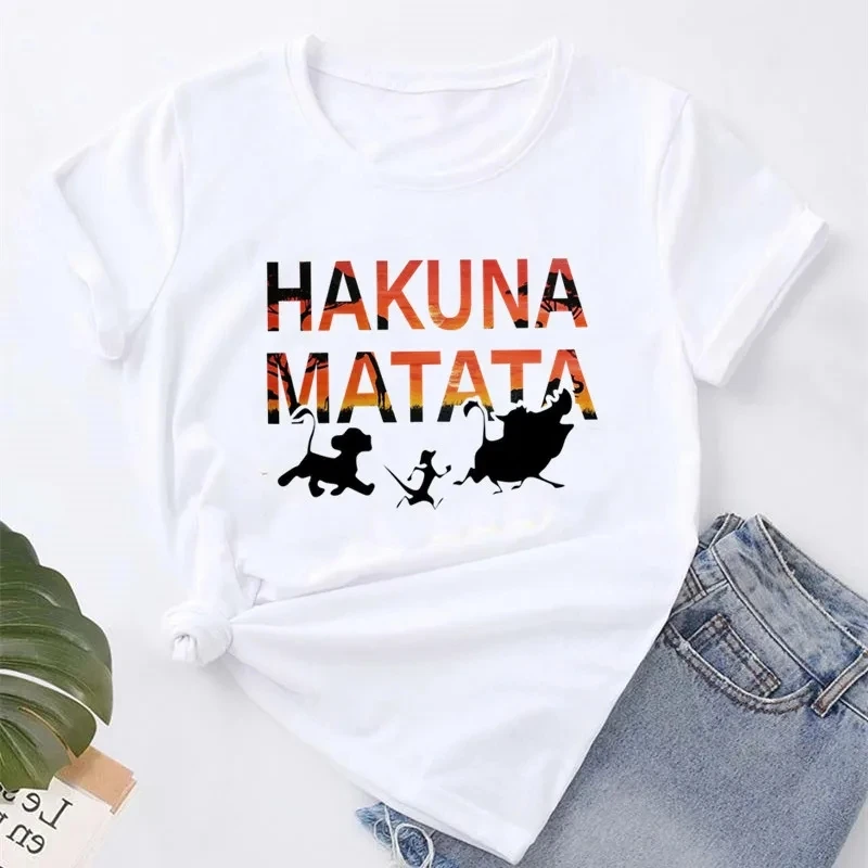 Summer Hakuna Matata Children T Shirt Harajuku Lion King Cotton Tshirt Boy Girl Clothes Cartoon Graphic Printed Baby Kid Top Tee