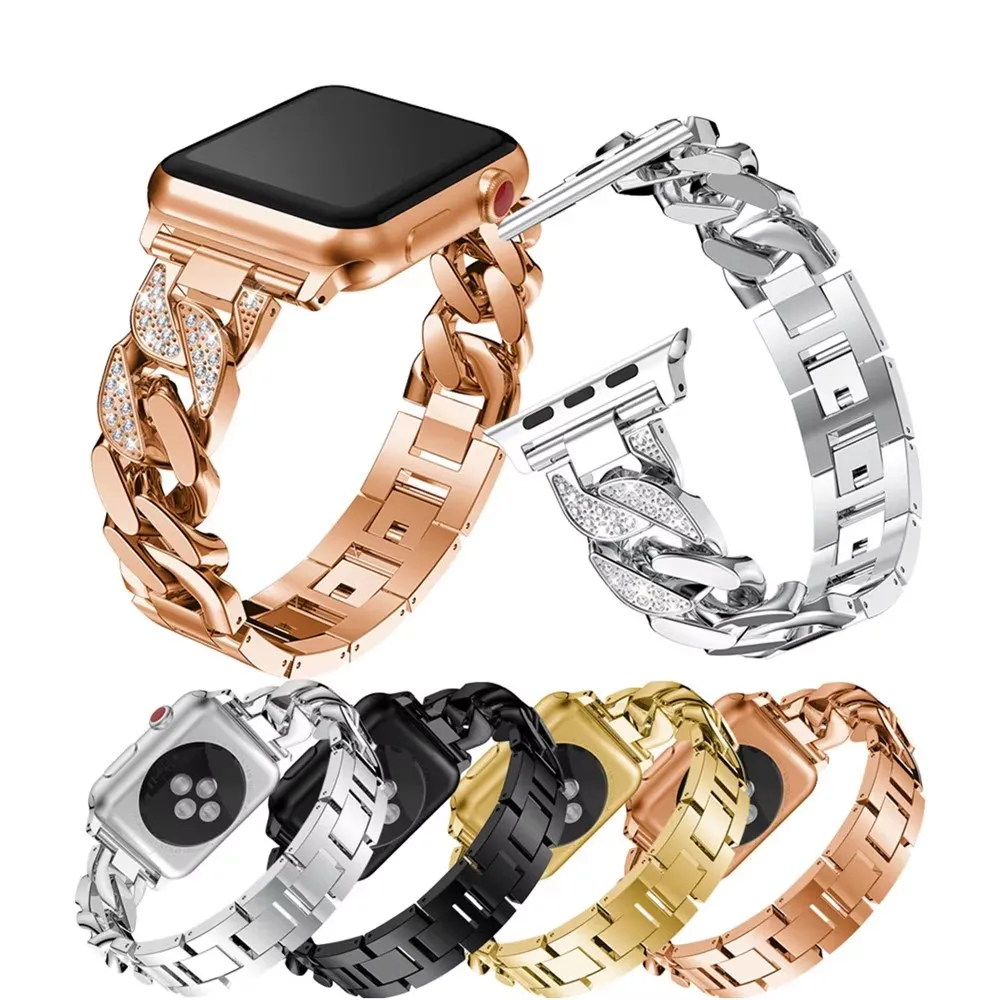 Diamond Strap For Apple Watch Band Ultra 2 49mm 45 41 42 46 38 40 44mm Link Bracelet Corre iWatch Series 12 11 10 9 8 7 6 5 4 SE