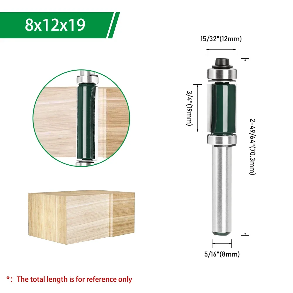 AURWOF 8mm Schaft Ober- und Unterlager Fräser, Hartmetall-Holzschablonenfräser für Kantenbearbeitung 13mm-38mm – Detail 9