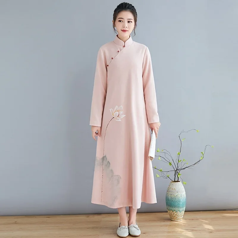 Improved Hanfu Dress Chinese Zen Tea Cheongsam Women Retro Chinese Style Women'S Dress Elegant Fairy Ancient Dress Qipao 12918