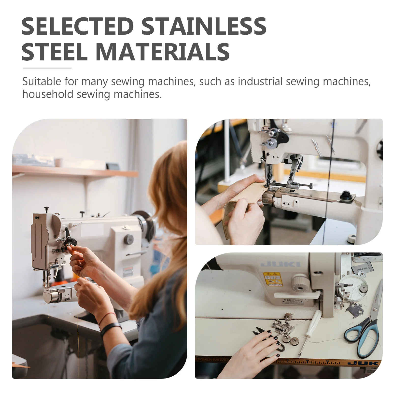 2Pcs Sewing Machine Binder Stainless Steel Curling Presser Feet Easy Install for Home Overlock Binding Tool Replacement