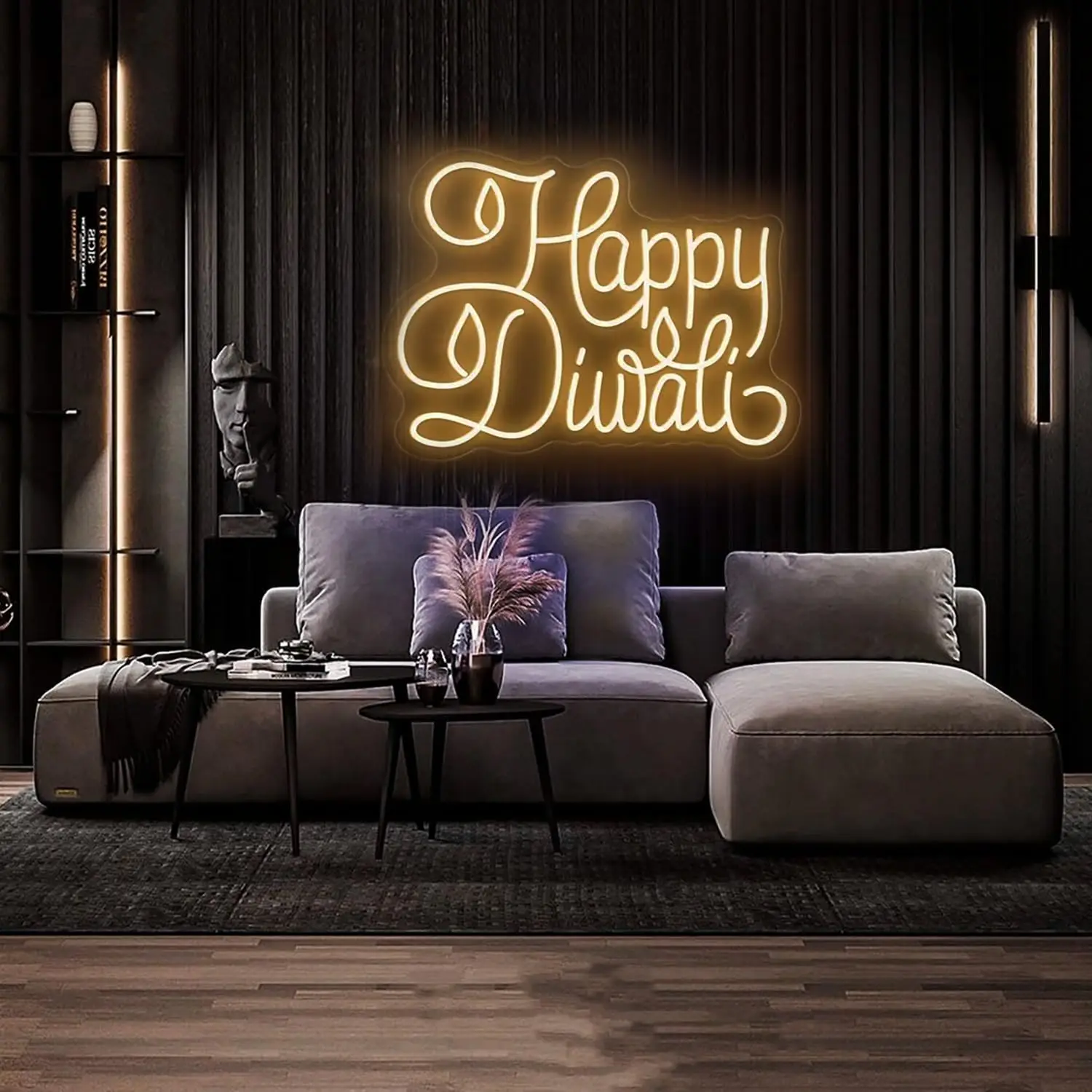 Happy Diwali Neon Sign 25inches Custom Shubh Diwali Diya LED Neon Light Sign, Indian Diwali Party Wall Decor Hindu Festival Of L