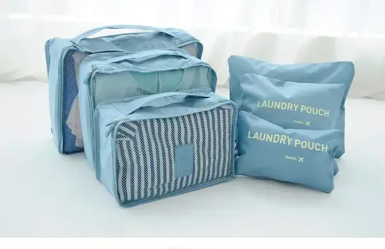 6-teiliges Set faltbarer Reise-Aufbewahrungstaschen, tragbarer Gepäck-Organizer, Packwürfel für Kleidung, Kofferorganisation, Reiseutensilien – Detail 8