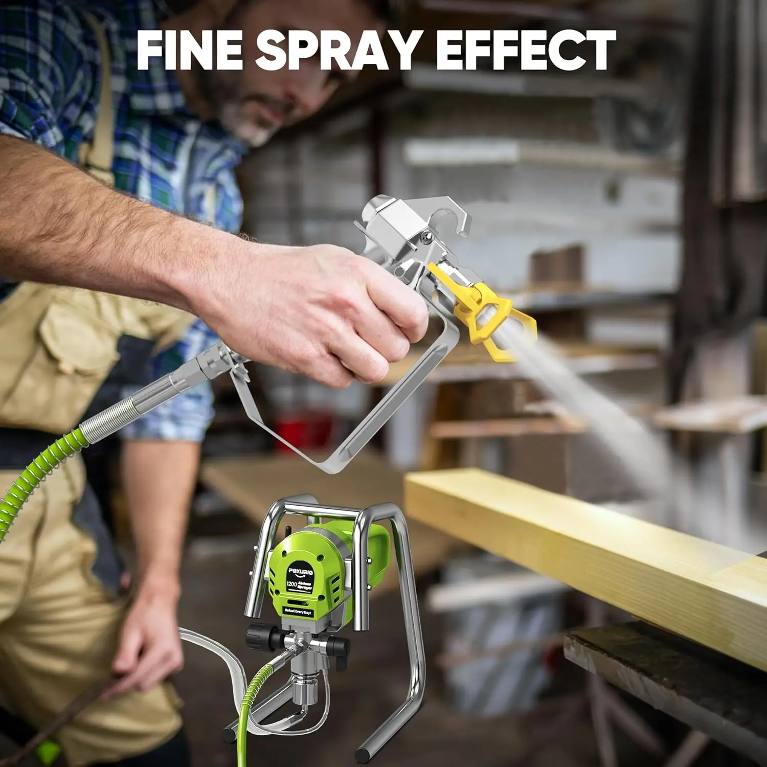 Paint Sprayer, 3300PSI High Efficiency Airless Sprayer with Extension Rod, Thinning-Free for Home Exterior and Interior