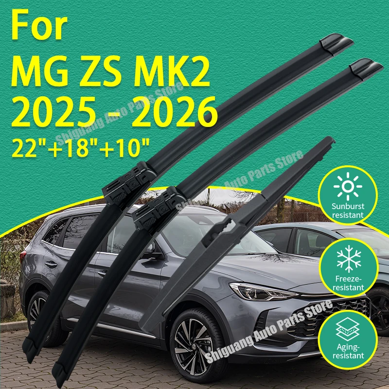 Vordere und Hintere Silikonbeschichtete Scheibenwischer für MG ZS MK2 2025 - 2026 Auto-Wischer Windschutzscheiben-Wischerblätter Zubehör