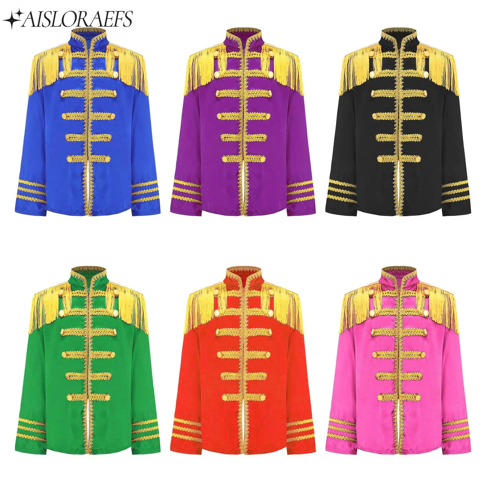 

Boys Girls Halloween Singer Role Play Costumes 1960s British Pop-Star Costumes Long Sleeve Rock Band Musician Cosplay Shirt