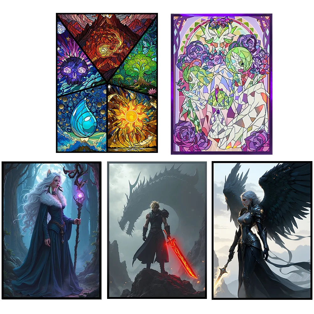 

60pcs 66x91mm Multiple Styles Cool Anime Card Sleeves, Perfect for PTCG/Trading Cards, Board Game /Collection Cards Protector