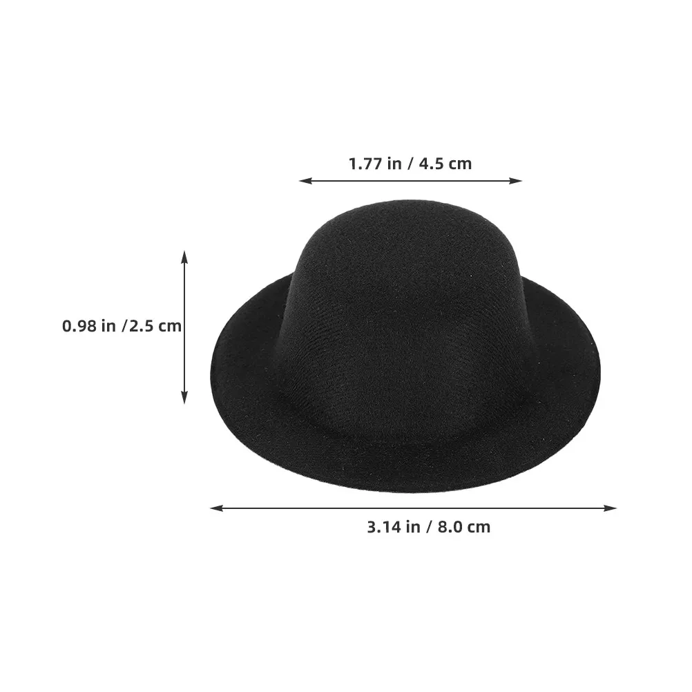20Pcs Mini Black Miniature Formal Hats Felt Top Hats for Crafts Snowman Decorations Party Ornaments 4.5cm Tiny Hat