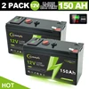LiFePO4 12V 150Ah 充電式リチウム電池、内蔵 BMS、おもちゃの乗り物、ソーラーパネル、魚群探知機、パワーホイールに最適 1