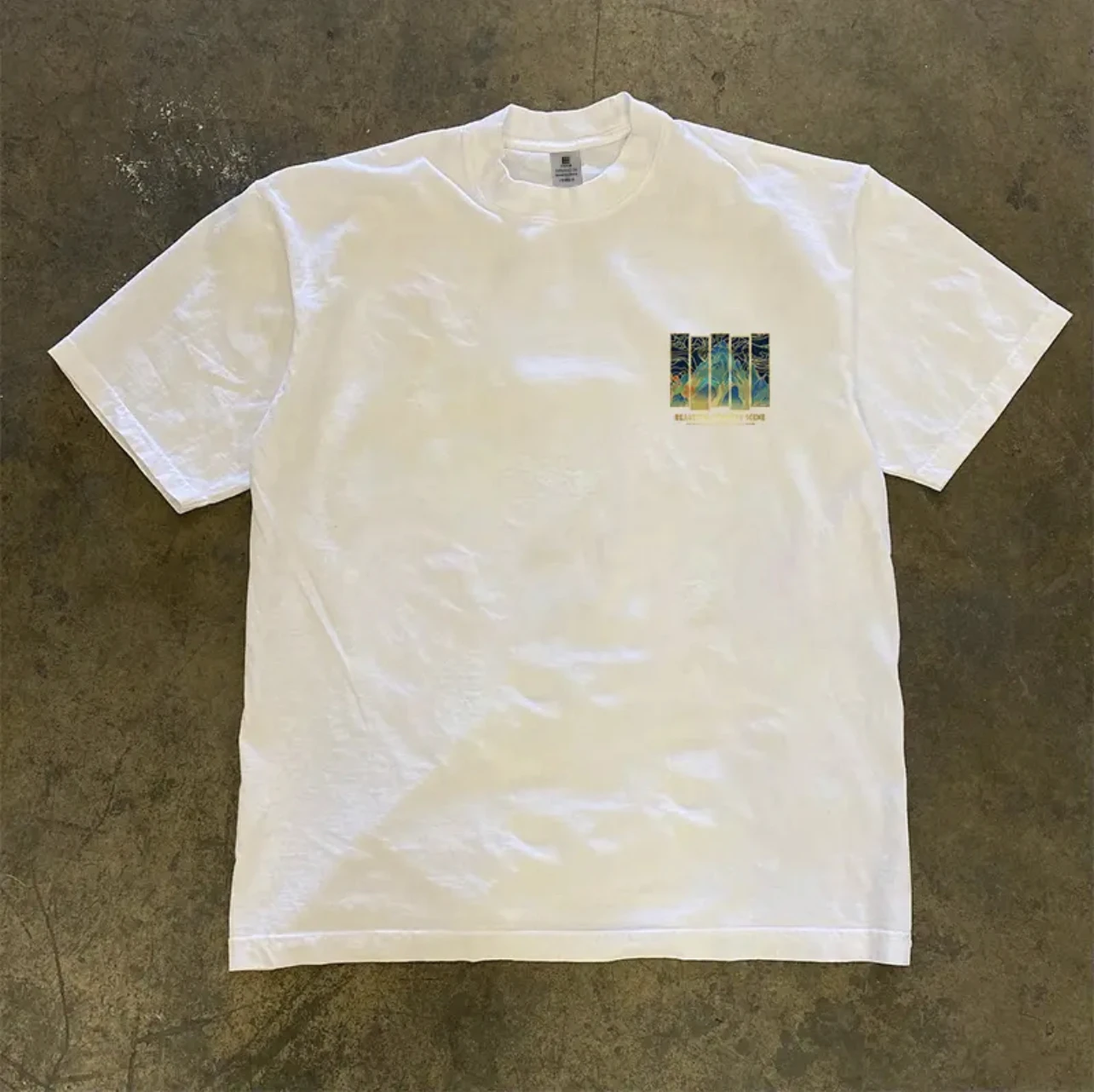 Charity Money Making Heavyweight 260g Pure Cotton Oversize Creative Landscape Painting Harajuku Style Print Wellness Ring view 3