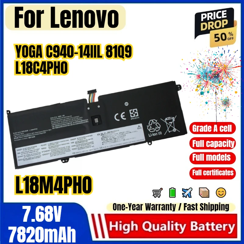 L18M4PH0 for Lenovo YOGA C940-14IIL 81Q9 L18C4PH0 Laptop Battery 0 Cycle High Quality High Capacity Battery Replacement Bateria