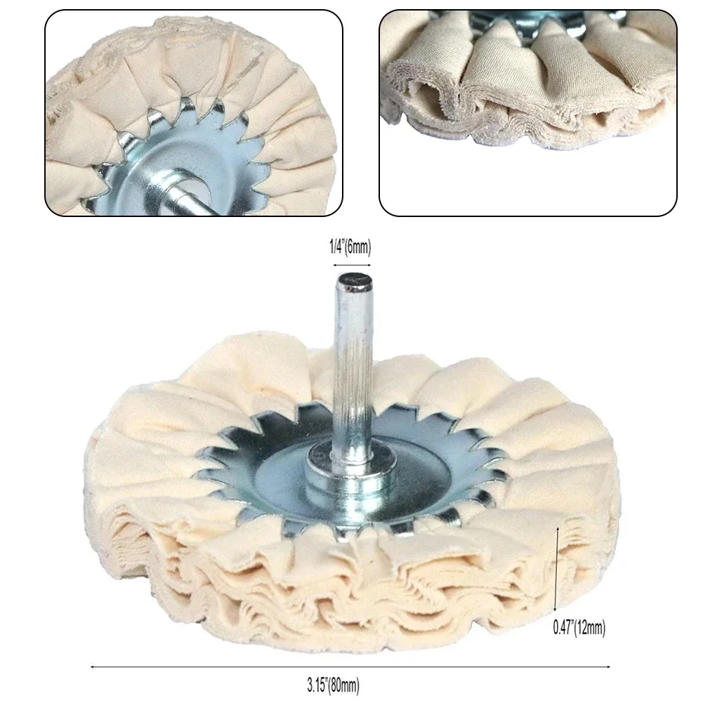 1pc 80mm 3inch Baumwolle Atemweg Poliers cheibe Tuch offen Schräg polier Buffs Rad Wachs Poliers cheibe für Metall Marmor Glas