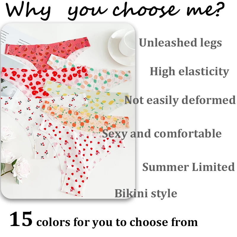 5PCS Seamless Colorful Brazilian Pants Women Sexy Underwear Ice Silk Underpants Low Waist G-string Female Soft Ultra-thin Briefs