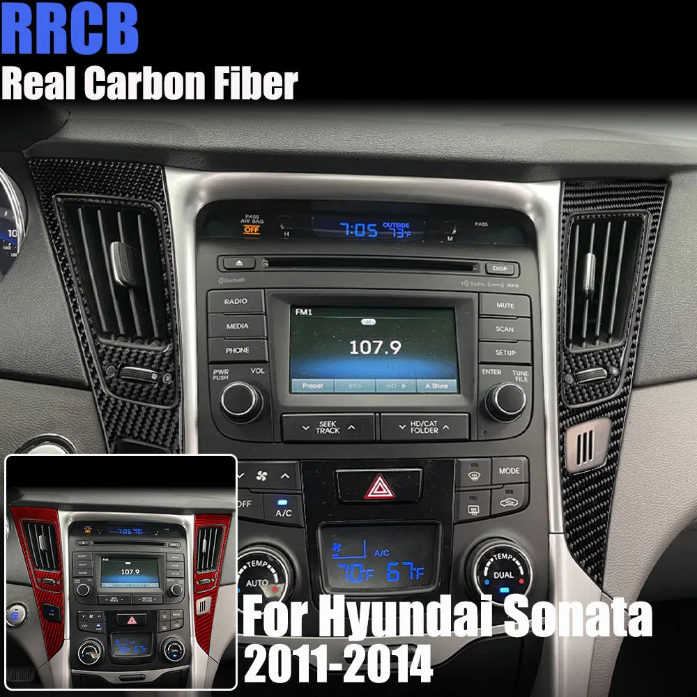 

Real Carbon Fiber Car Accessories Center Air Vent Trim Cover Soft Sticker For Hyundai Sonata 8th Gen YF 2011 2012 2013 2014
