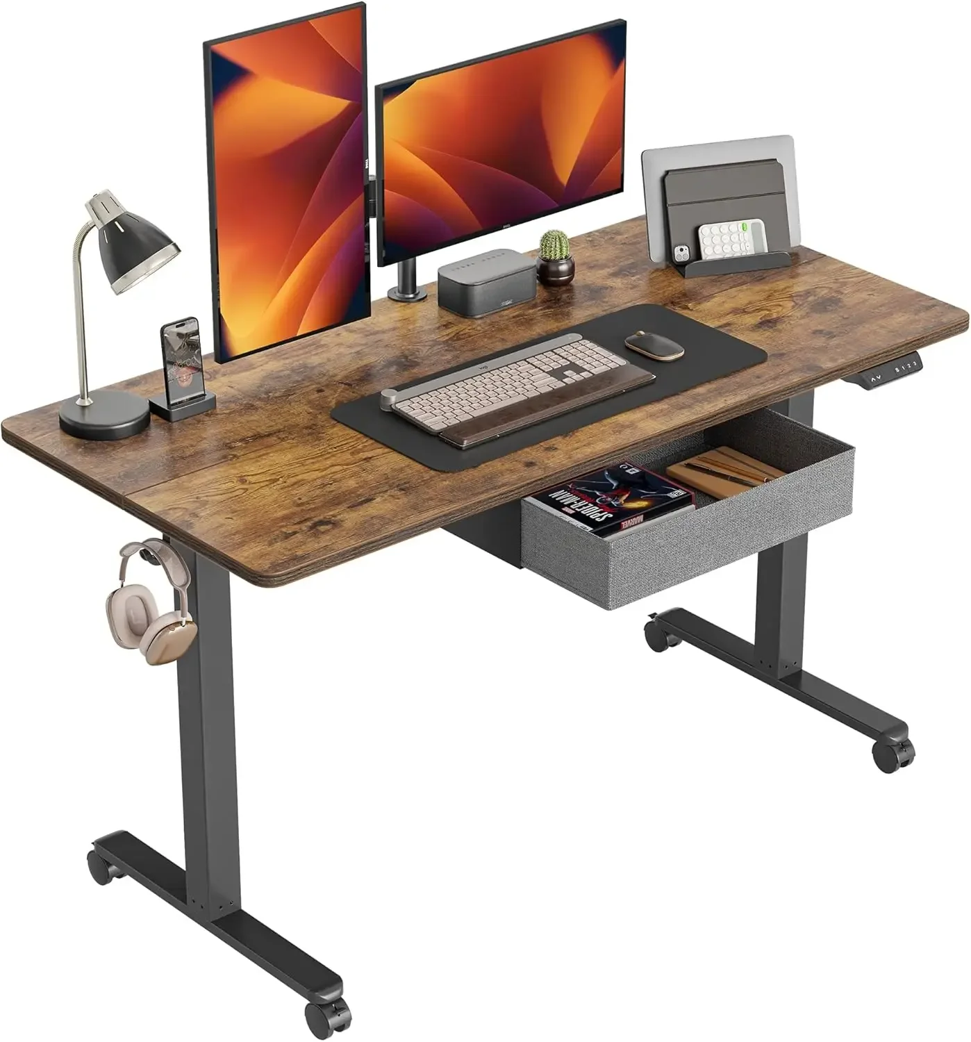 55 x 24 Inch Standing Desk with Drawer, Electric Stand up Adjustable Height Electric Stand up Desk