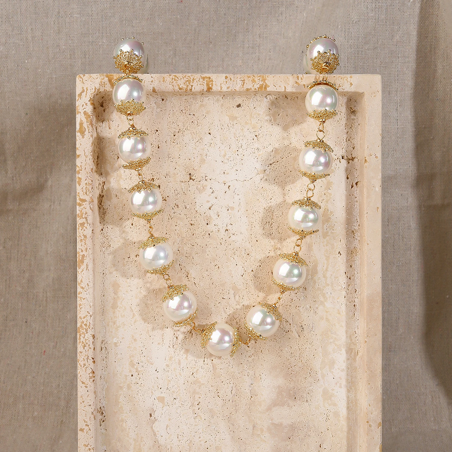 

17mm Natural Freshwater White Pearl Necklace Fashion Jewelry for Women GirlsWeddings Parties