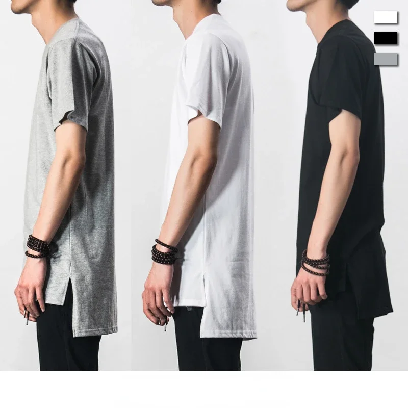 MRMT 2024 Brand New Front Short Back Long Side Slit Men's Tee Long Hem Short Sleeve T-shirt Man's T-shirt Tops For Male