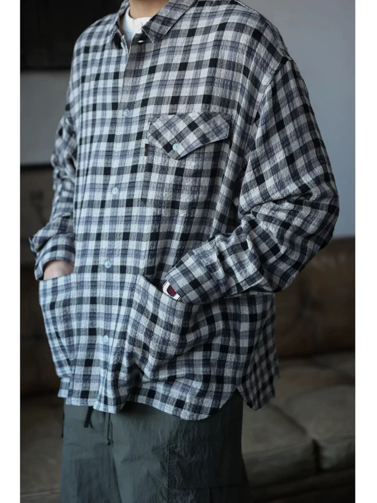 

Second Order Vichy Check Shirt French Style Lightweight Long Sleeve Plaid Shirt