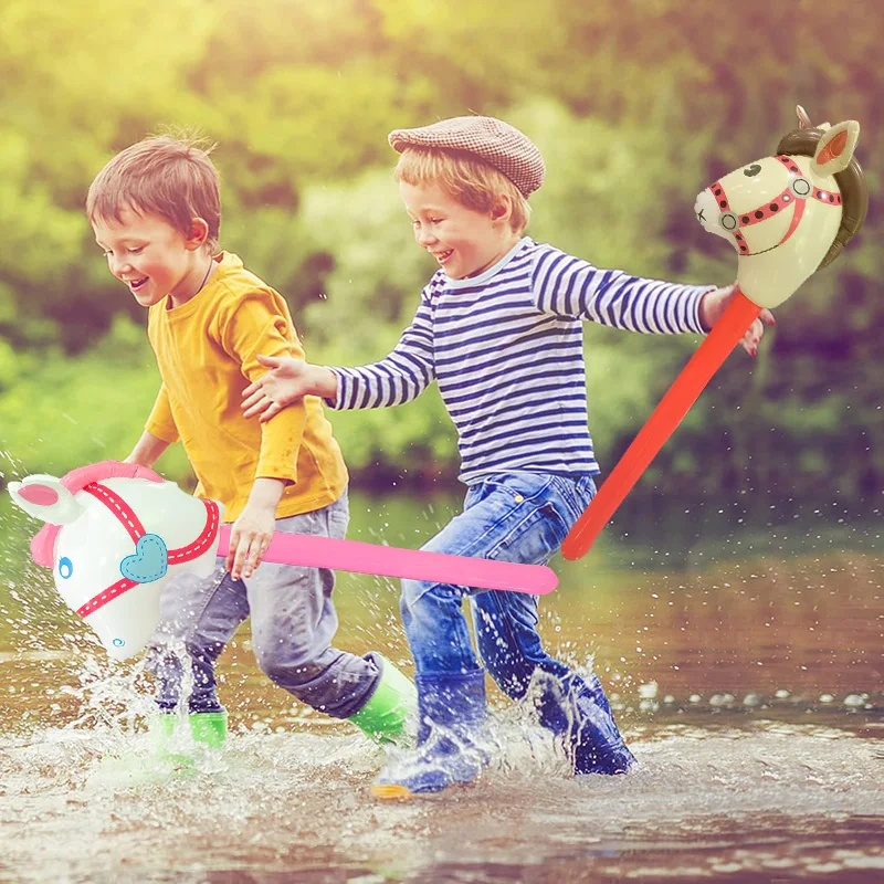 Nuevo adorno de juego de fiesta de caballo inflable para niños, globo inflable con cabeza de caballo, regalo de cumpleaños