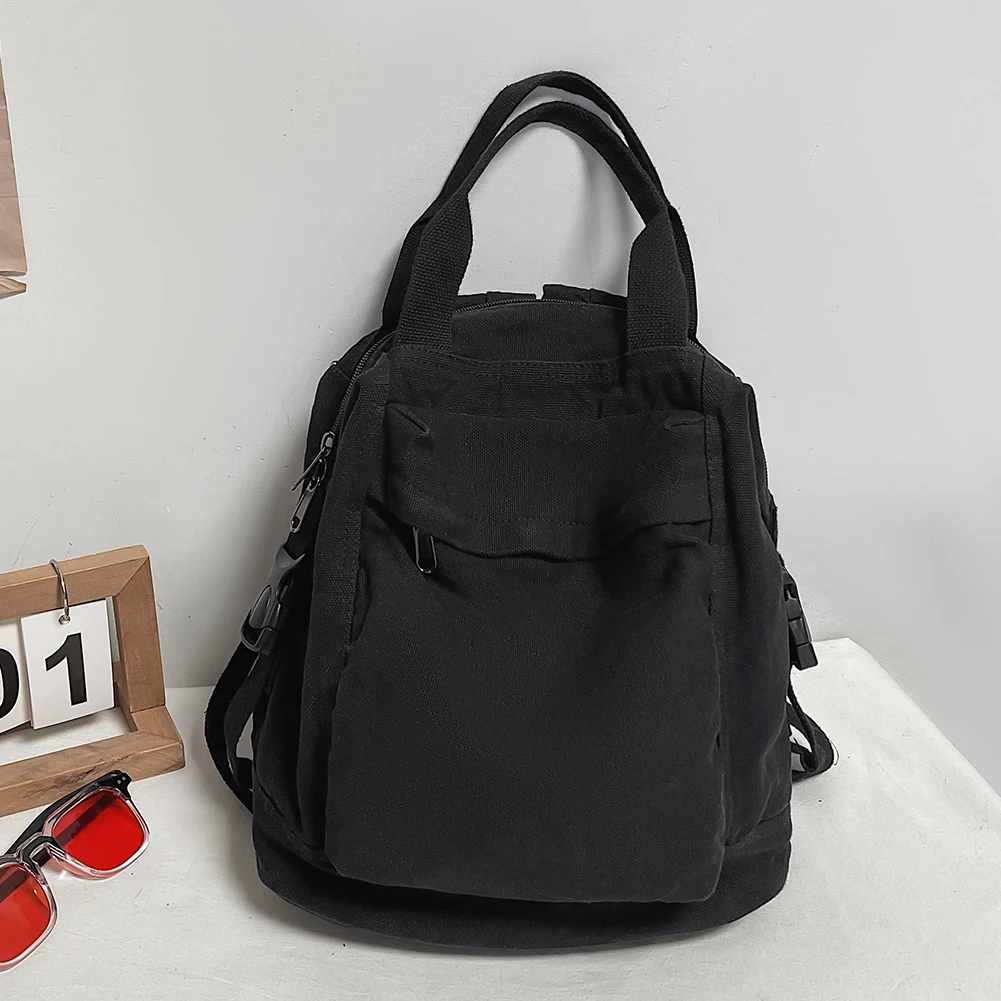 حقيبة ظهر قماشية كلاسيكية كاجوال Daypack بلون سادة حقيبة سفر جمالية هيبي Y2K للنساء والفتيات