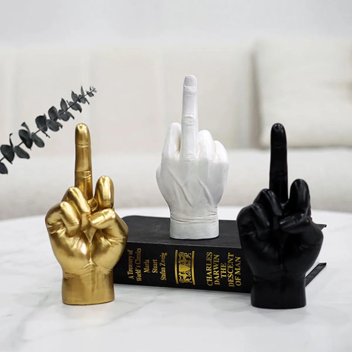 Hand Sculpture Hand Gesture Resin Statue, Modern Style Art Decor for Living Room Desktop Ornament Shelf Office Home Decoration