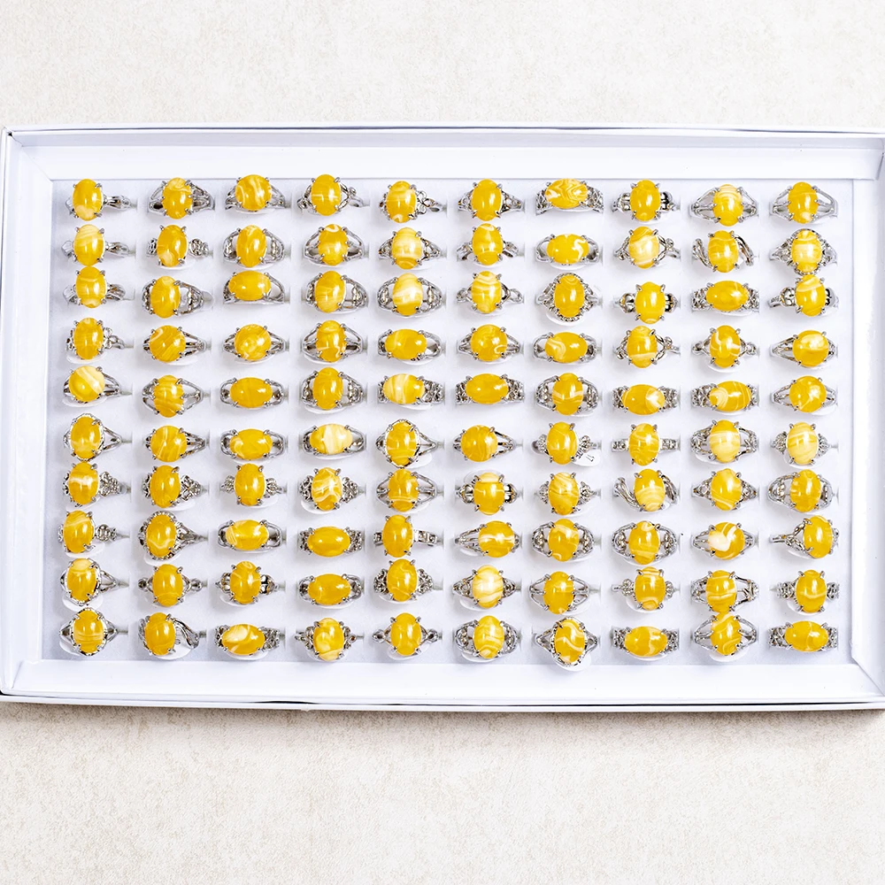 20 Pieces/Lot Vintage Imitation Beeswax Natural Stone Rings For Women 2023 Wholesale Classic Jewelry Party Gifts Dropshipping