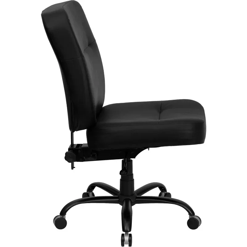 Grande e Alto 400 Lb. Cadeira ergonômica preta do escritório do giro LeatherSoft com parte traseira do retângulo, mobília executiva