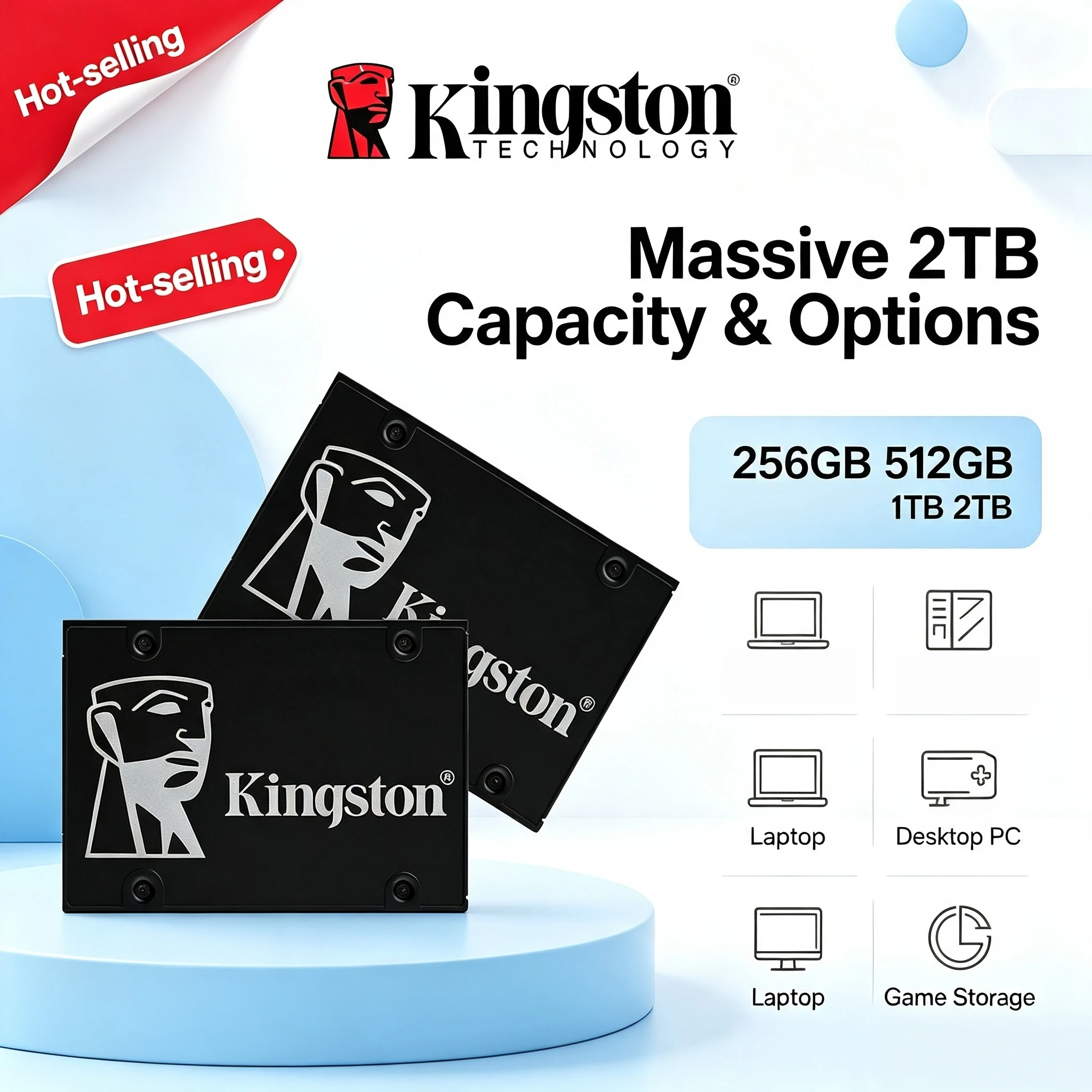 NEW Kingston KC600 256GB 512GB 1TB 2TB SSD SATA3 25 Inch Internal Solid State Drive HDD Replacement for PC Desktop Laptop Pro