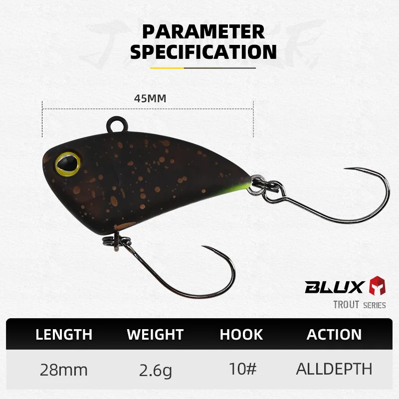 BLUX Tapdancer 28mm 2.6g Mini VIB Lipless Crankbait Fishing Lure Stream Area Trout Vibration Plastic Wobbler Artificial Bait - view 2