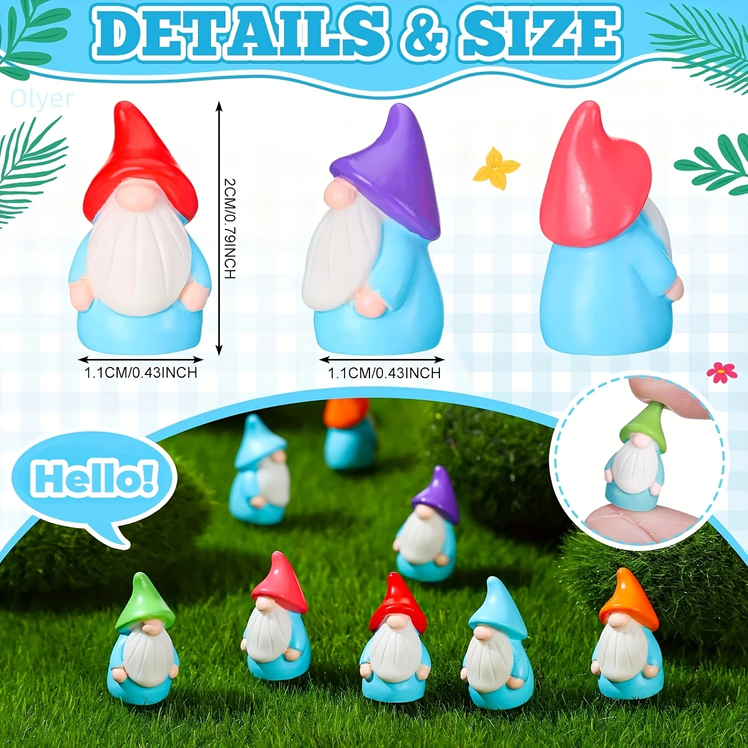10/20/50/100pcs Mini Resin Gnomes Statues Ornaments Random Color Cute Fairy Miniature Gnome Figurines