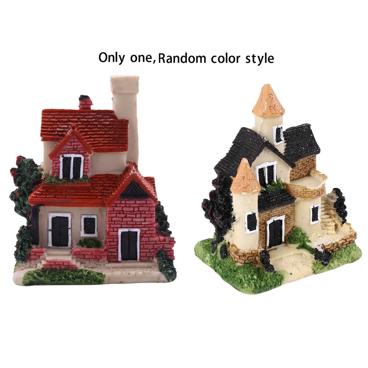 Mini casa de resina fofa, casa em miniatura, jardim de fadas, paisagem, decoração de jardim, artesanato em resina, 4 estilos, cor aleatória